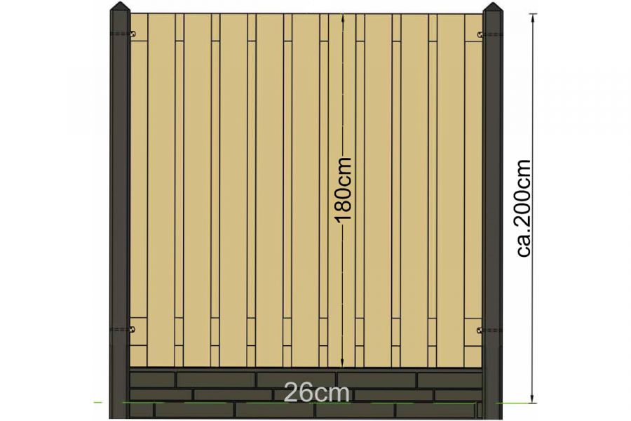 Betonpaal wit/grijs met diamantkop 10x10x278 cm met kabeldoorvoer voor schermen 180 cm hoog