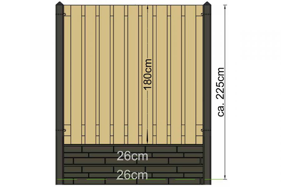 Betonpaal wit/grijs met diamantkop 10x10x308 cm - t.b.v. 2 platen voor schermen 180 cm hoog