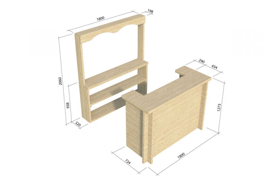 Bar met kabinet 180x72,4x127,3 cm