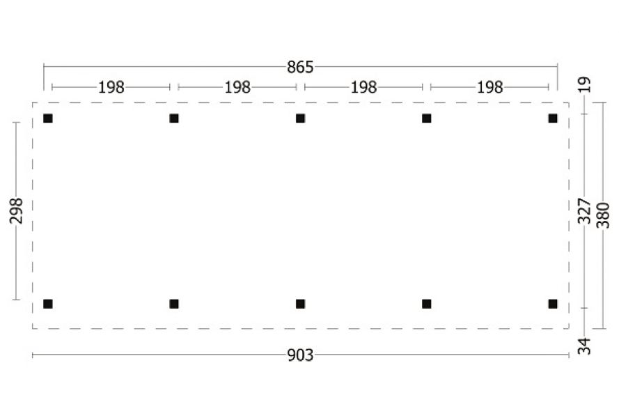 Overkapping Hamar L type 6 690x395 cm plattegrond