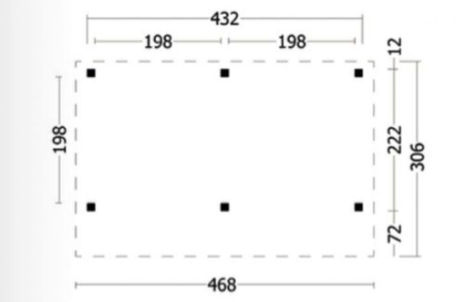 Lariks/Douglas Kapschuur Bergen L 470x310 cm plattegrond