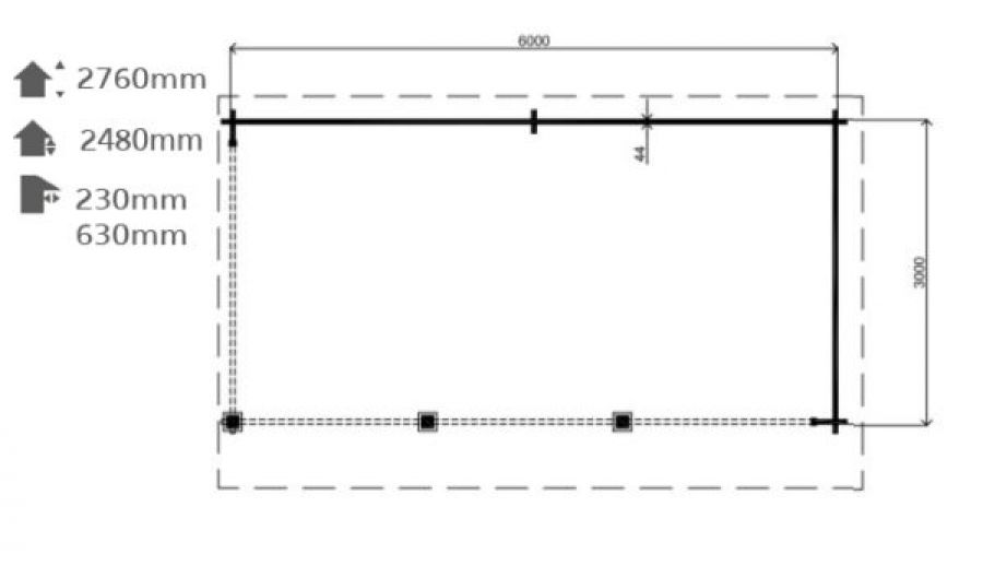 Lugarde Veranda VB02 600x300 cm - 44 mm - plattegrond