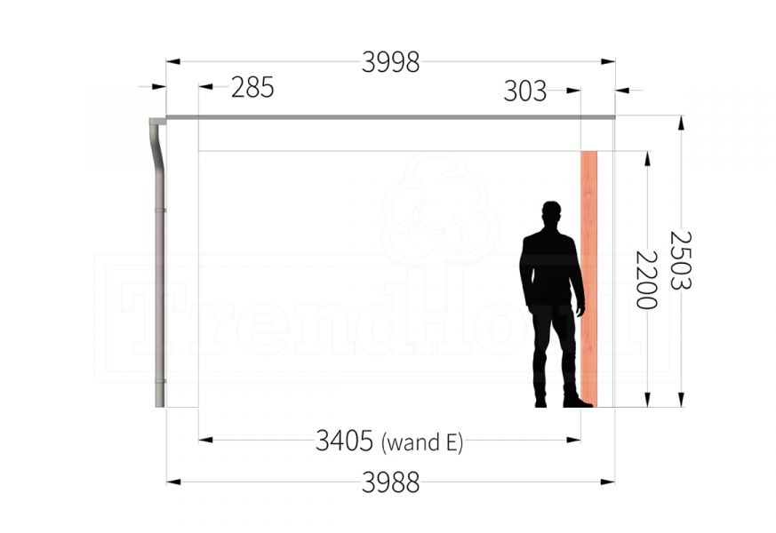 Buitenverblijf Verona 750x400 cm - Plat dak model rechts