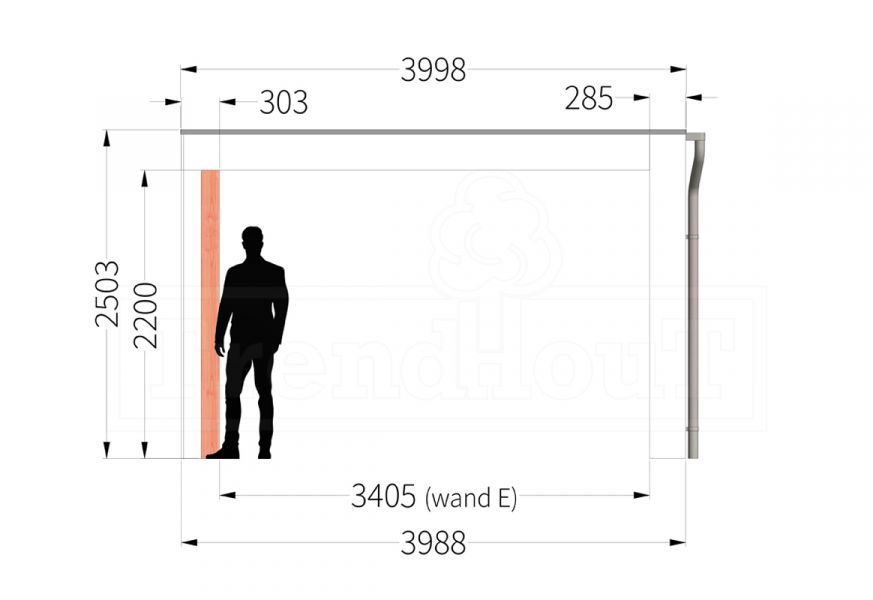 Buitenverblijf Verona 755x400 cm - Plat dak model links