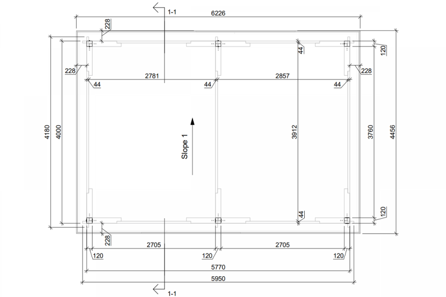 Carport 400x600 cm plat dak