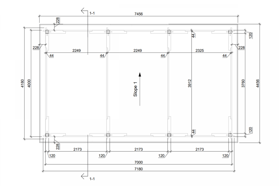 Carport 400x700 cm plat dak