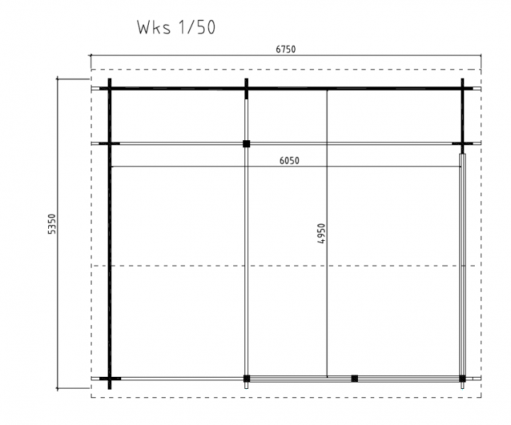 Wolfskapschuur WKS1 645x535 cm gecoat plattegrond boven