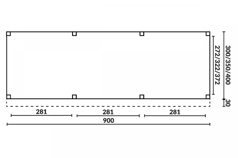 Buitenverblijf Sublime Plat dak - 900 x 400 cm