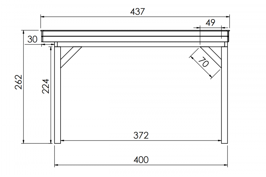 Buitenverblijf SUBLIME Plat dak - 1250x400 cm