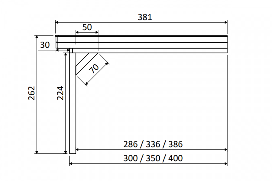 Aanbouwveranda SUBLIME Plat dak - 1300x300 cm