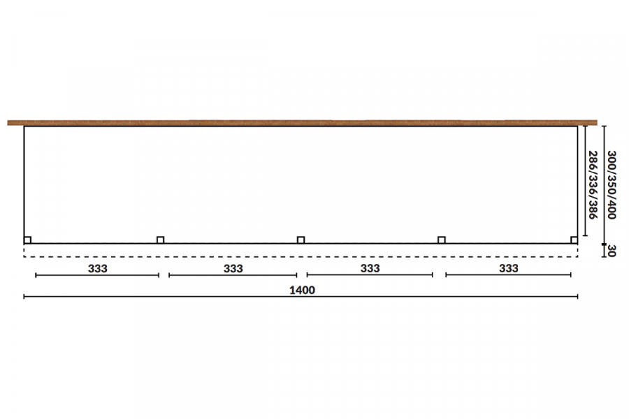 Aanbouw veranda Sublime plat dak - 1400 x 300 cm