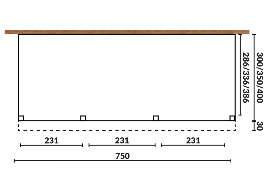 Aanbouw veranda Sublime plat dak - 750 x 350 cm