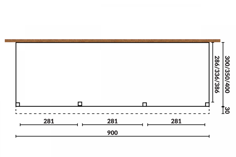 Aanbouw veranda Sublime plat dak - 900 x 400 cm