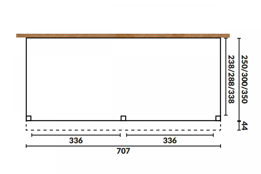 Aanbouw veranda Oblique schuin dak - 700 x 300 cm - Polycarbonaat