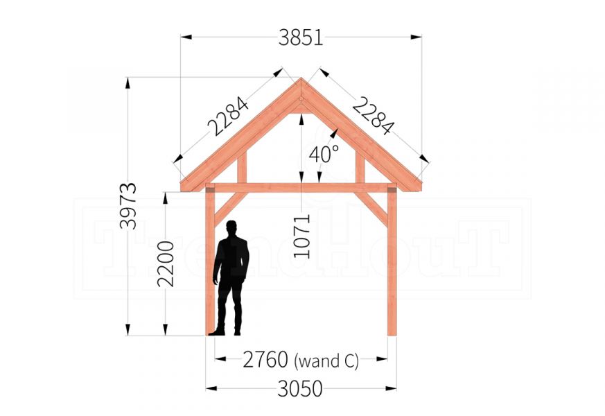 Buitenverblijf zadeldak XL 875x380 cm