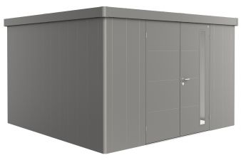 Metalen berging Neo - Dubbele deur - Kwartsgrijs - 4D (348x348 cm)