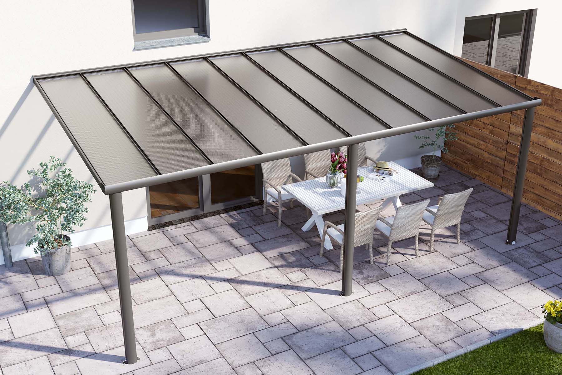 DHZ-veranda Smartline 604x250 cm - Antraciet structuur